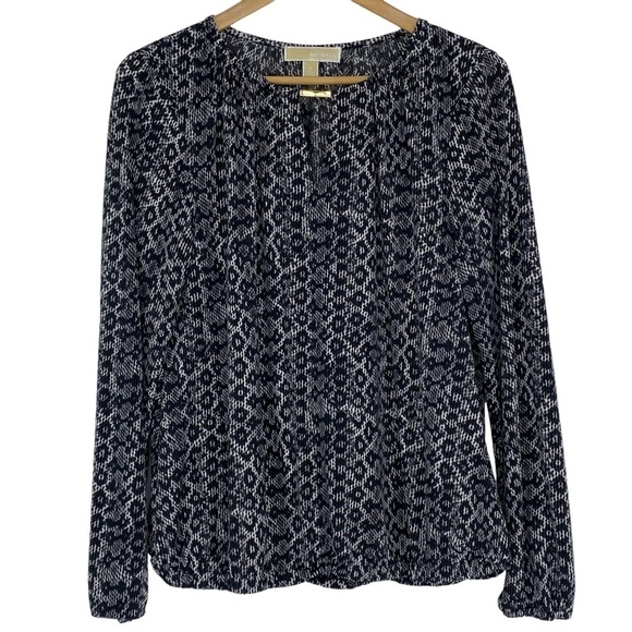 MK Michael Kors snake print elastic bottom LS cutout top sz small - Picture 1 of 9